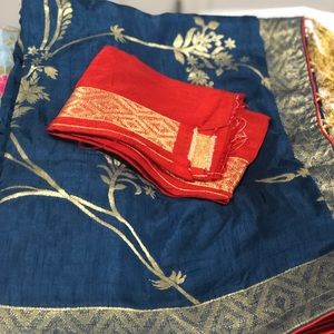 Munga silk blue saree